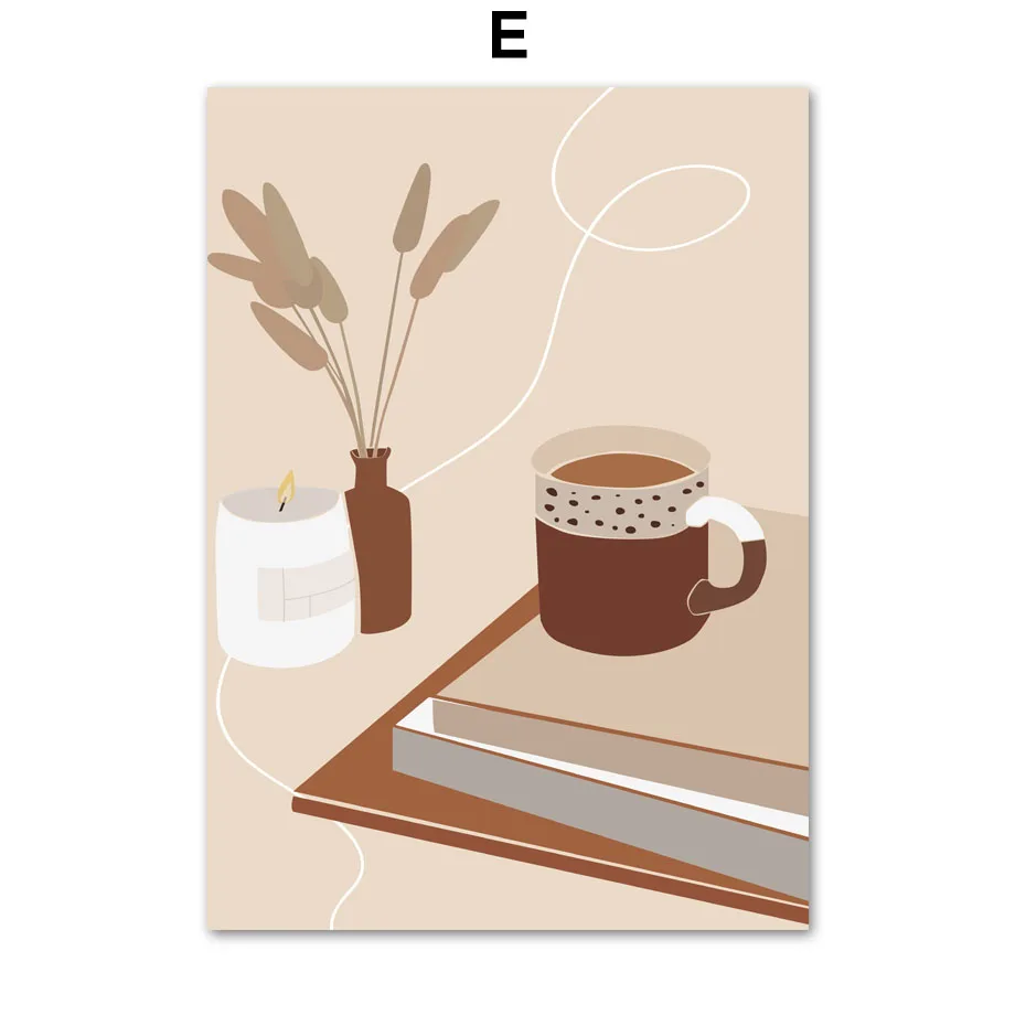 Abstract-Girl-orange-Leaf-Cup-Nordic-Posters-And-Print-illustration-Wall-Art-Canvas-Painting-Wall-Pictures (7)