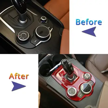 

For 17-20 Alfa Romeo Giulia Interior Modification Accessories Center Control Gear Panel Decorative Frame Carbon Fiber