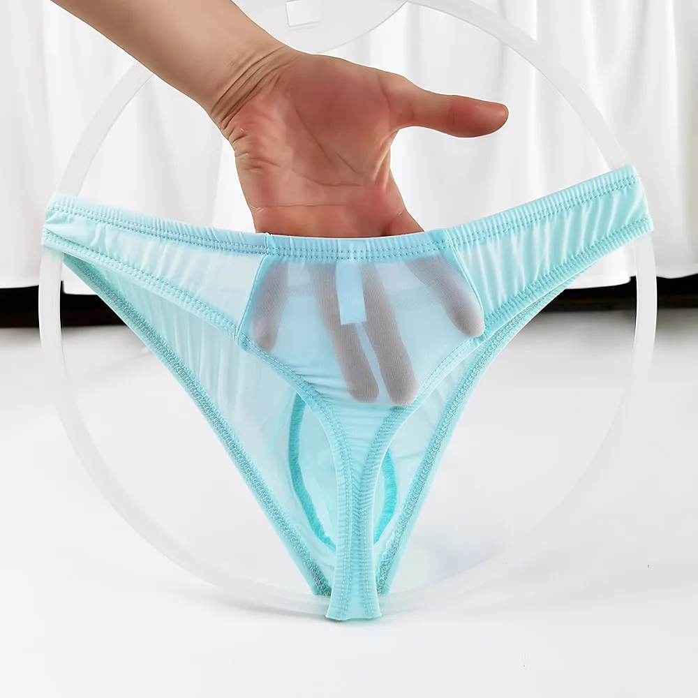 10 Color Sexy Ultra-thin Smooth Ice Milk Silk with Bag Scrotum Men's G-Strings Thongs Briefs Panties DOYEAH 5046