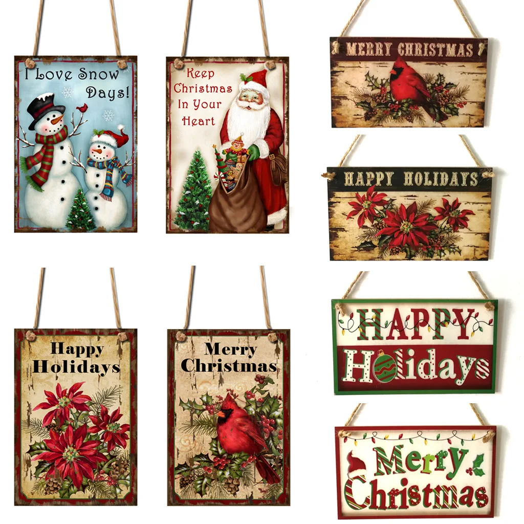 

Wooden Christmas Tree Decorated Hangtag Indoor and Outdoor Christmas Eve Wall Crafts Pendant navidad 2020 Home Decoration