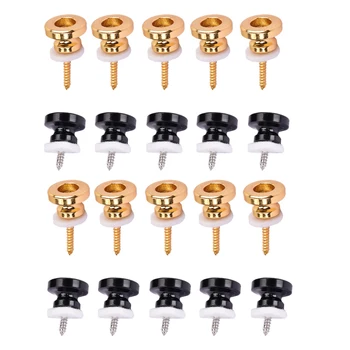 

MagiDeal 20x Strap Lock Button Screw Guitar Strap Wool Washer Black Golden