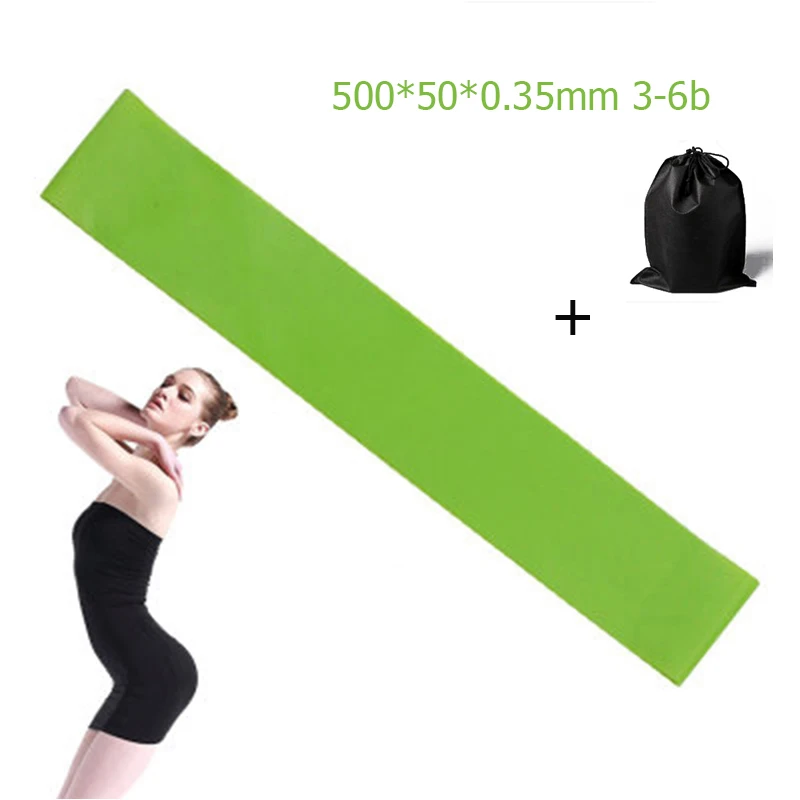 5 цветов, резинки для йоги, Уличное оборудование для фитнеса, 0,35 мм-1,1 мм, резинки для пилатеса, занятий спортом, тренировок - Цвет: Green 500mm-bag