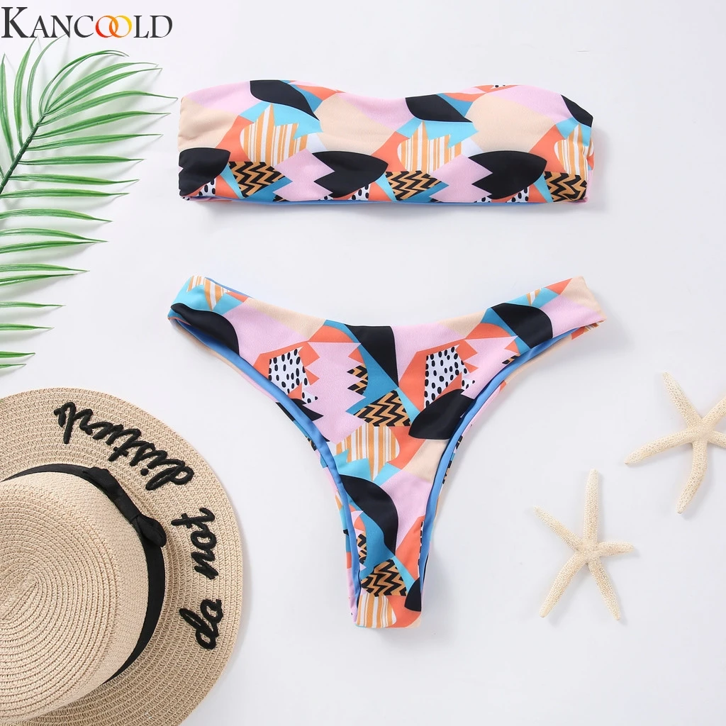 KANCOOLD женский раздельный купальник из двух частей с рисунком, сексуальный раздельный купальник-боксеры, популярный женский купальник с полосками
