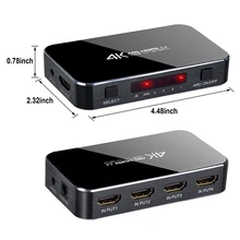 

For Promotion--HDMI Switch 4K@60Hz 4 in 1 Out with Audio Optical/Remote Control, HDMI Splitter with Audio Extractor Support ARC