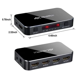 Commutateur HDMI 4K @ 60Hz, sortie 4 en 1 avec Audio optique/télécommande, séparateur HDMI avec extracteur Audio, Support ARC, Promotion 