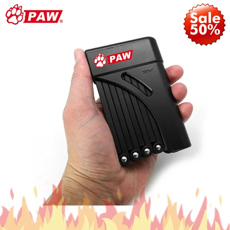 PAW Foldable Bicycle Lock Strong Steel Motorcycle Electronic MTB Road Bike Folding Anti Theft Security Cable For Bikes | Спорт и