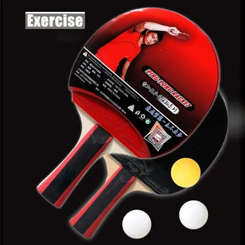

Tennis table racket long handle carbon blade rubber with double face pimples in ping pong rackets with case 2pc Paddle Bat 3Ball