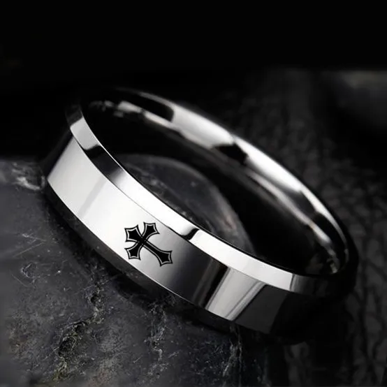 4mm 6mm 8mm Bright Polish Cross Titanium Ring For Men and Women | Украшения и аксессуары