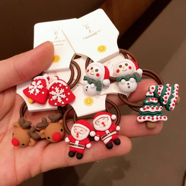 43399-1d50b2.jpg 2/6Pc Christmas Elk Elastic Hair Bands Rubber Hair Rope Ties Girls Hair Accessories Hair Scrunchie Ponytail Holder Gum Headwear