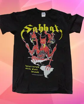 

New Sabbat Splattered W/ Evil Blood Black T-Shirt Size S-2Xl