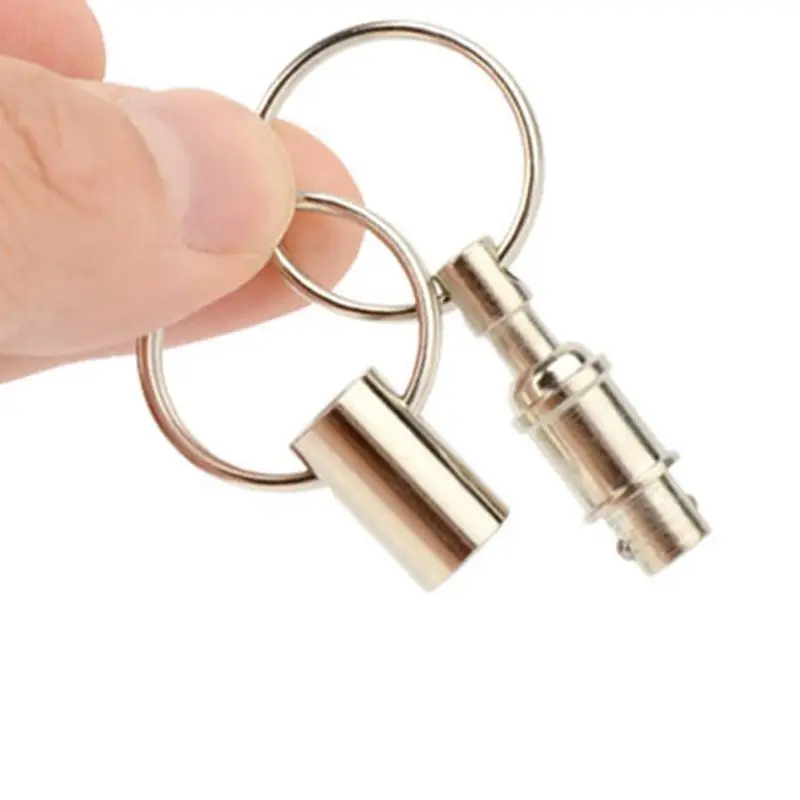 

Pull-Apart Quick Release Silver Key Ring Easy Detach Double Snap Key Chain