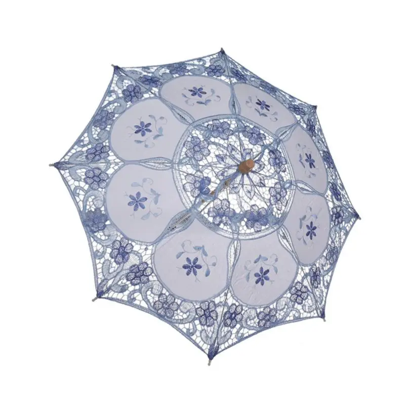 Вышитый кружевной зонтик Свадебный зонтик ручной работы винтажный праздничный костюм украшение свадебный кружевной для невесты зонтик веер - Цвет: L5