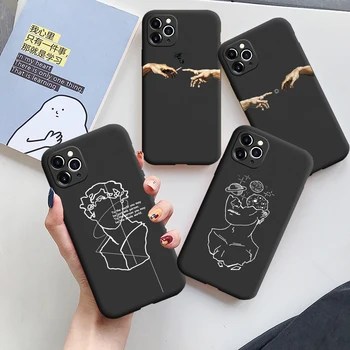 

Fashion Art Abstract David Lines Face Phone Case for IPhone 11 Pro Max XR X Xs 8 7 Plus 6s 5S SE Soft Silicone Black Cover Shell
