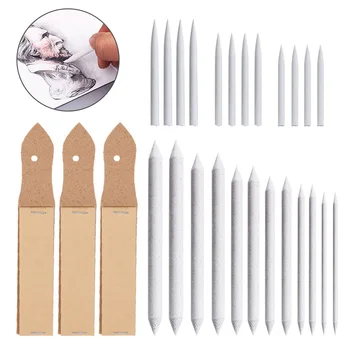 

27pcs Pencil Sharpener Drawing Tools Artist Blending Stumps Sandpaper Portable Charcoal Sketch Tortillions Paper Art Blenders
