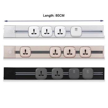 

80cm 16A Aluminum On Sale Fashion Wall Power Switch Socket USB Ports Living Room Kitchen Bedroom Plug Sockets