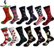 10 ペア/ロットブランド品質メンズ靴下コーマ綿カラフルなハッピーおかしい靴下秋冬暖かいカジュアル男性圧縮靴下(China)