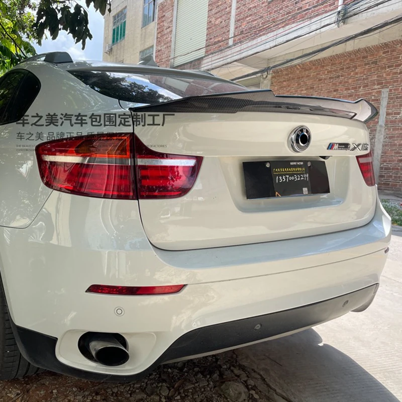 

for BMW x6 f16 e71 2008-2014 psm shape Carbon fiber Styling Carbon Spoiler Wing Trunk Lip Boot Cover Car Styling