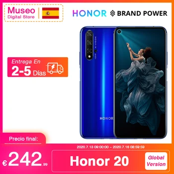 Перейти на Алиэкспресс и купить Глобальная версия Honor 20 смартфон 6G128G Kirin 980 Восьмиядерный 6,26 ''48MP четыре сотовые камеры Google Play SuperCharge