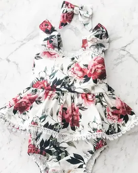 

Summer Princess Baby Bodysuits Infant Kid Baby Girls Flower Lace Bodysuits Dress PP Shorts Clothes Summer Clothing