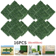 16 шт искусственная самшитовая изгородь панели, защищенные от ультрафиолета искусственная зелень коврики для наружного или внутреннего украшения