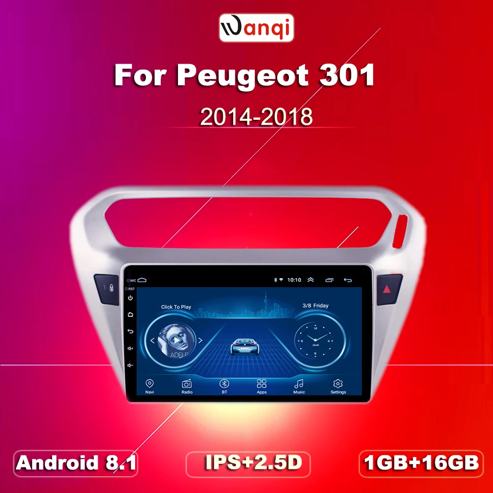 9 дюймов Android 9. 0 2.5D Закаленное HD Сенсорное радио для peugeot 8 1 301-2014 с Bluetooth USB WIFI