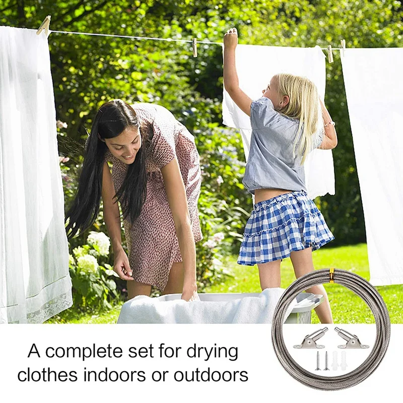 DIYLAND Corde En Acier Inoxydable à Suspendre Kit, 35M/2mm PVC Câble En Acier Inoxydable Revêtu Avec Tendeur M5 De Fil Et Crochet, Câble D'image Pour Outdoor Suspension,Corde A Linge,Plante Grimpante