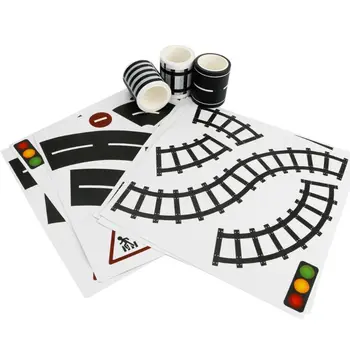 

Play Road Tape for Toy Cars & Trains 3 Rolls Straight Curve Track Traffic Signs – Kids Gifts 72XC