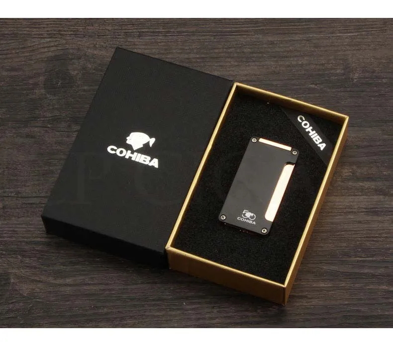 COHIBA газовая зажигалка, наполненная Бутаном 1 факел зажигалки металлическая наружная Роскошная Зажигалка Ветрозащитная Классическая сигарета аксессуар
