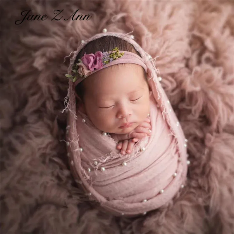 Jane Z Ann Newborn baby wrap Studio Photo props infant Summer Cotton-linen Pearl cloth basket filler studio shooting accessories | Детская