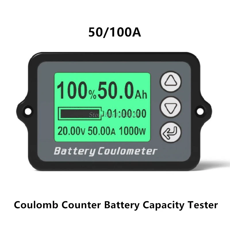 

50/100A Coulomb Meter battery tester Battery Capacity tester Coulometer Power Level Display Lithium Battery Capacity Indicator