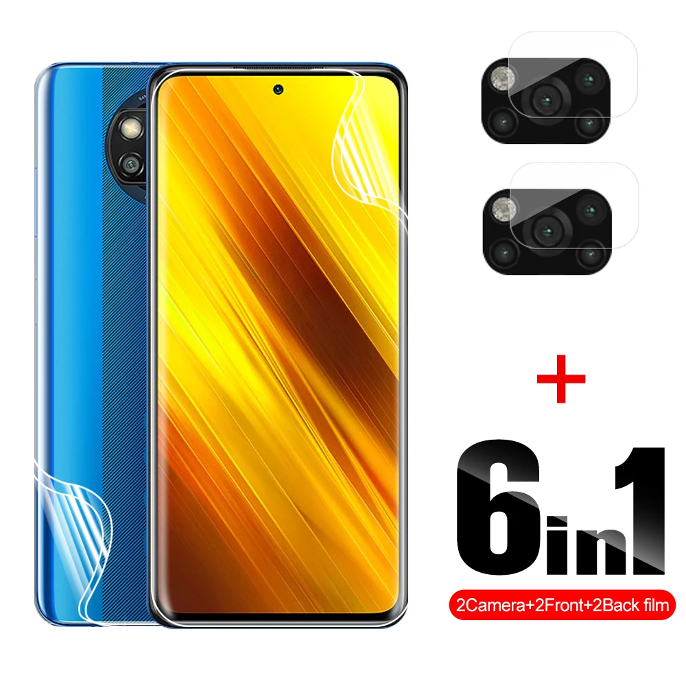 

6 в 1, Гидрогелевая защитная пленка на передний и задний объектив 6,67 дюйма для Xiaomi Mi Poco X3 NFC X3GT GT M2007J20C G T