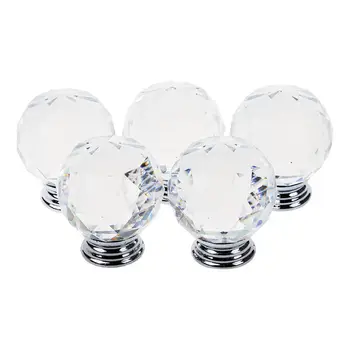 

Pack of 5 40mm Crystal Glass Cabinet Knob Drawer Pull Handle Kitchen Door Wardrobe