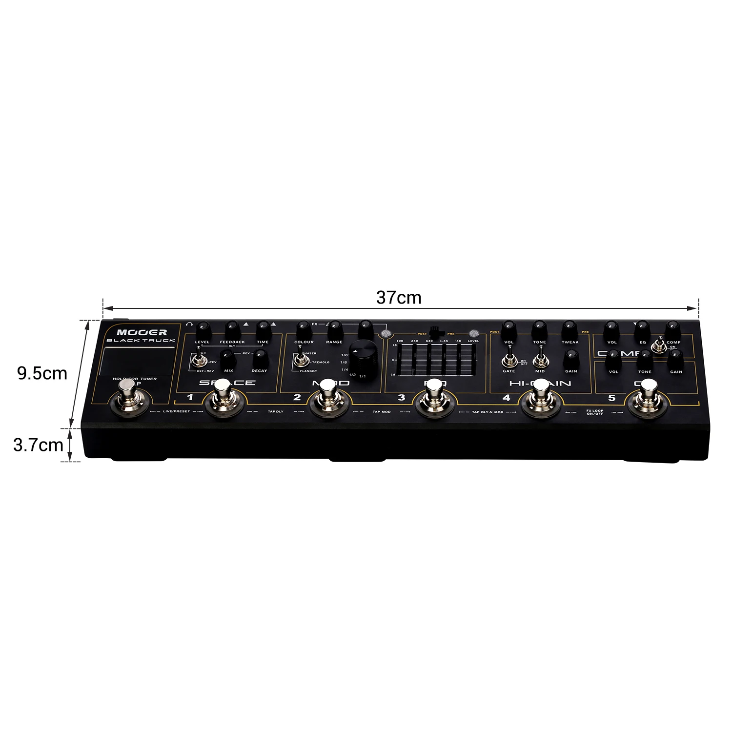 MOOER черный грузовик 6-in-1 комбинированный педаль для гитары для создания спецэффектов компрессор перегруз искажение Встроенный тюнер Tap Tempo с переносной чехол
