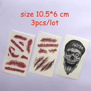 

Temporary Tattoo Water Transfer Tatoo Sticker Tattoo Wound Suture Paw Marks Skull Body Art Fashion Tatoo Girl Boy Arm Tatto