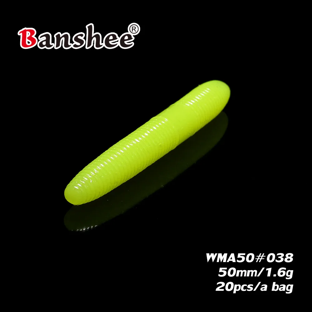 WMA50 Worm Soft Bait Lure Swimbait 1.6g/ 50mm 20pcs/lot Plastic Fake lifelike Walleye bass Artificial fishing for Wacky Jig | Спорт и