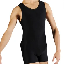 Men's Vest Gymnastics Leotard Bodysuit Sleeveless Stretchy Breathable Jumpsuit Unitard Gym Dance Wear Competition Costume cotton