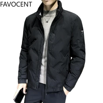 

New Down Jacket Mens Warm Slim Coat Duck Down Jacket Men Winter Jackets Classic Solid Color Mens Clothing White Duck Down 2019