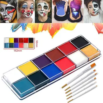 

12 Colors Face Body Paint Oil Art Make Up with 6pcs Pen Halloween Party Kit @ME88