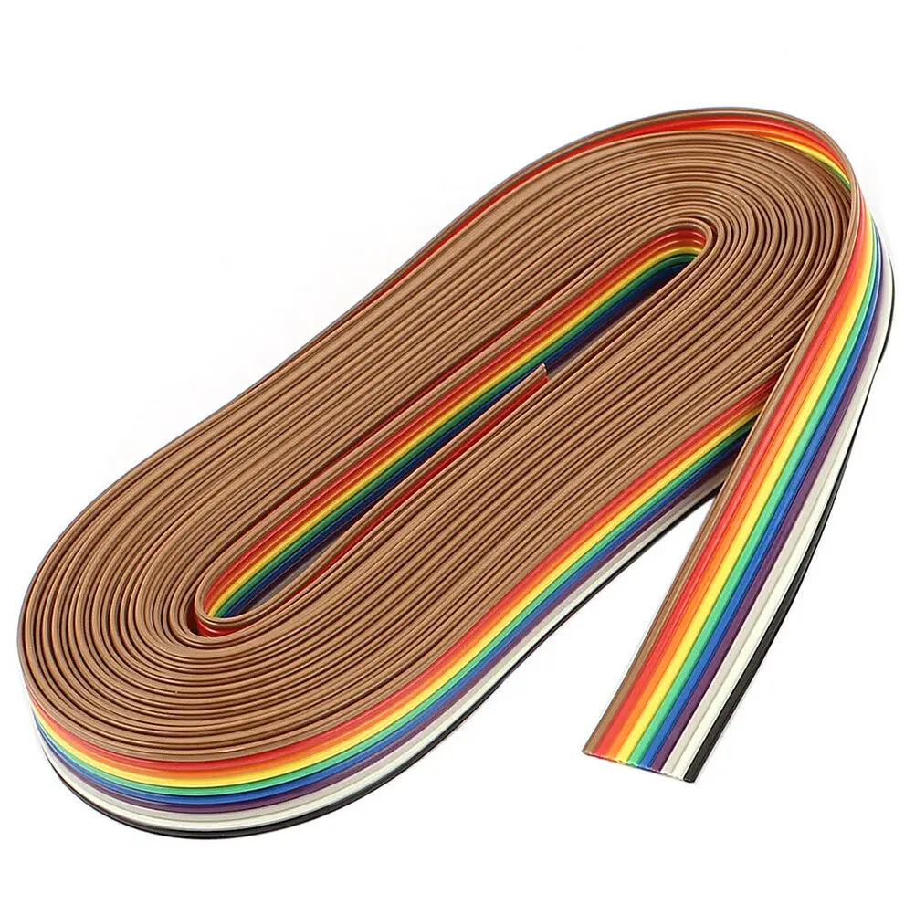 5M 10-pin rainbow color flat cable IDC wire rainbow cable connector wire ribbon extension cable