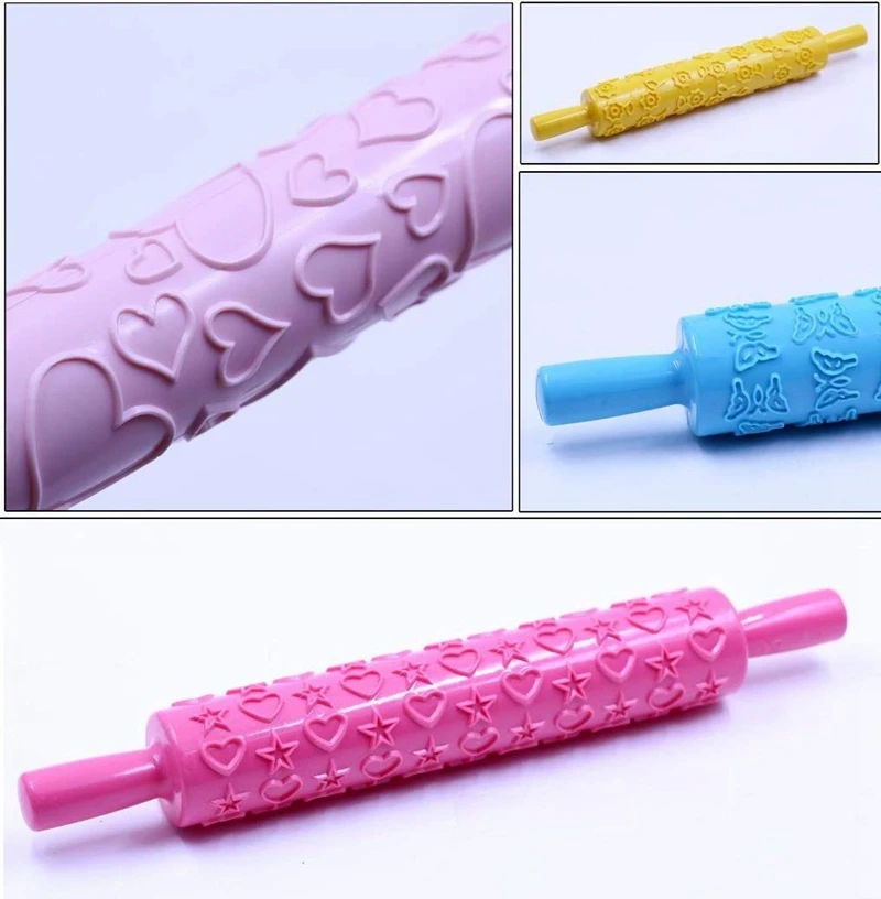

Cake Decorating Embossed Rolling Pins,Textured Non-Stick Designs and Patterned,perfect for Fondant,Pie Crust,Cookie,Pastry,Icing