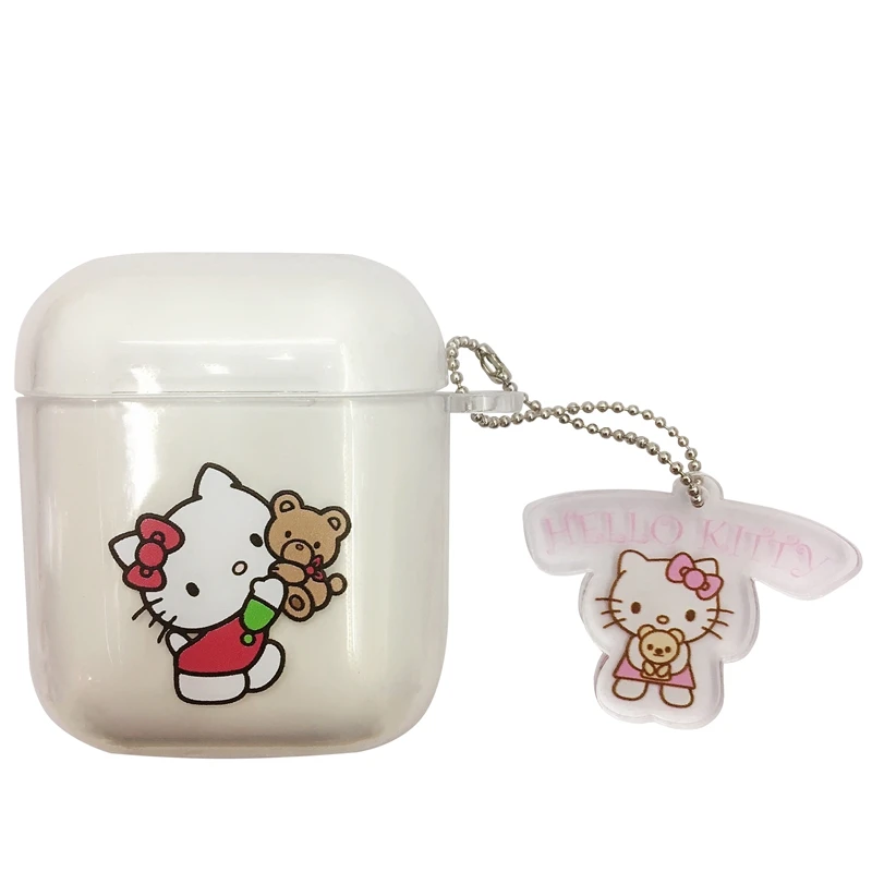 Жесткий пластиковый Чехол для гарнитуры hello kitty для AirPods 1/2, чехол для зарядки наушников с подвеской - Цвет: 1