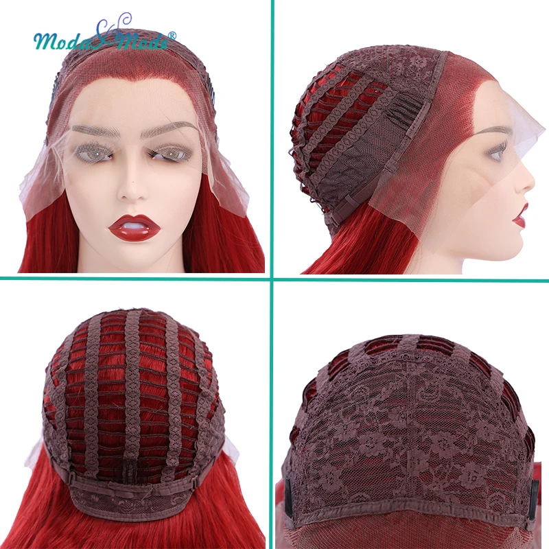 Moda& Mode волосы 2" Длинные свободные волны блонд синтетический парик фронта шнурка блонд красный парик часть Термостойкое волокно