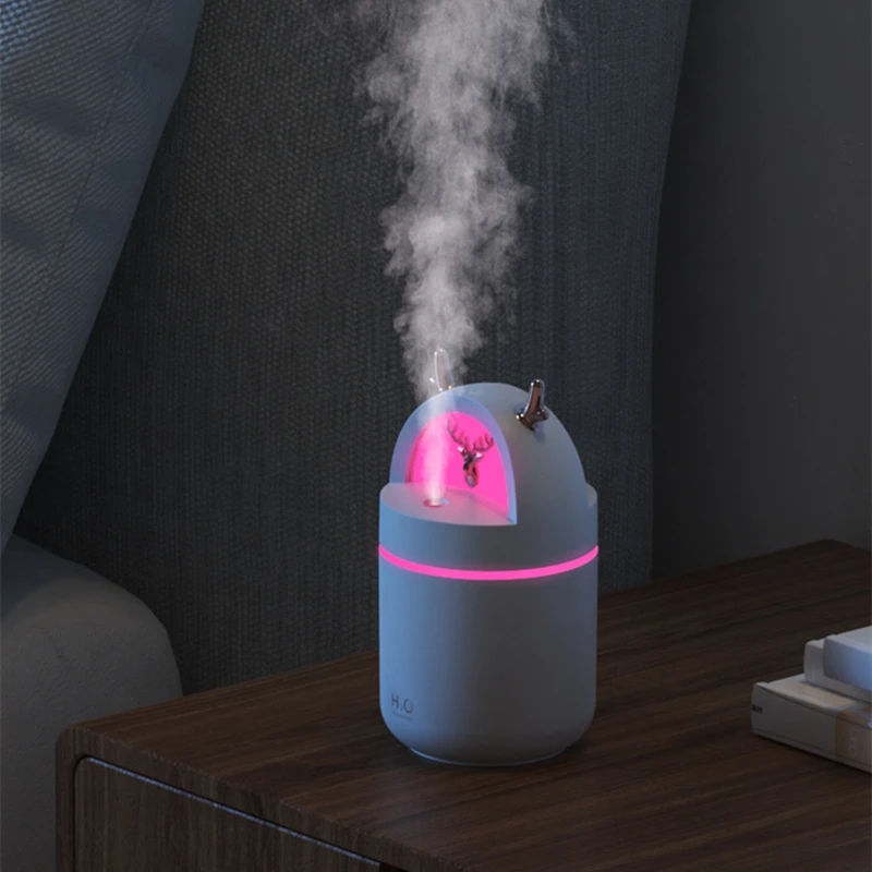 280ML Cute Deer Air Humidifier Aroma Essential Oil Diffusor Ultrasonic USB Fog Sprayer Home Office Purifier with Colorful Lights 5