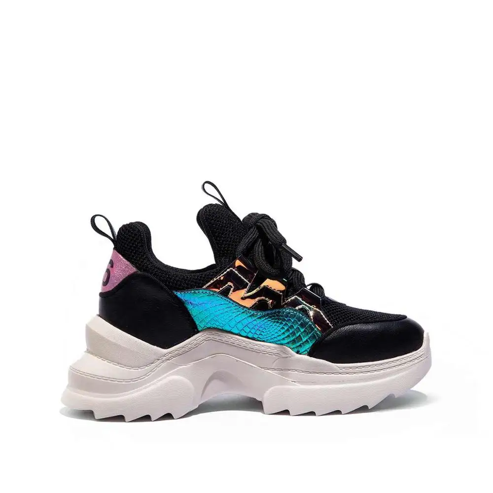 genuine leather round toe thick bottom lace up fashion young white sneaker mixed colors brand vulcanized shoes L06