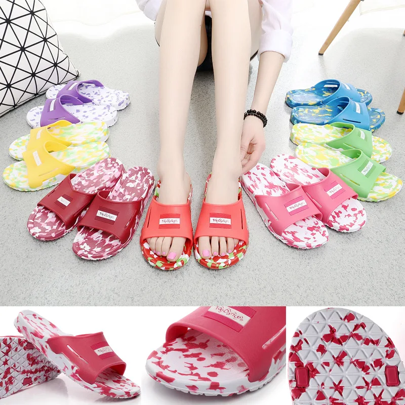 

ToeDance Slipper Women's Summer Household Indoor Couples Bath Bathroom Thick Bottomed Anti-slip Camouflage Sandals Men's Deodori