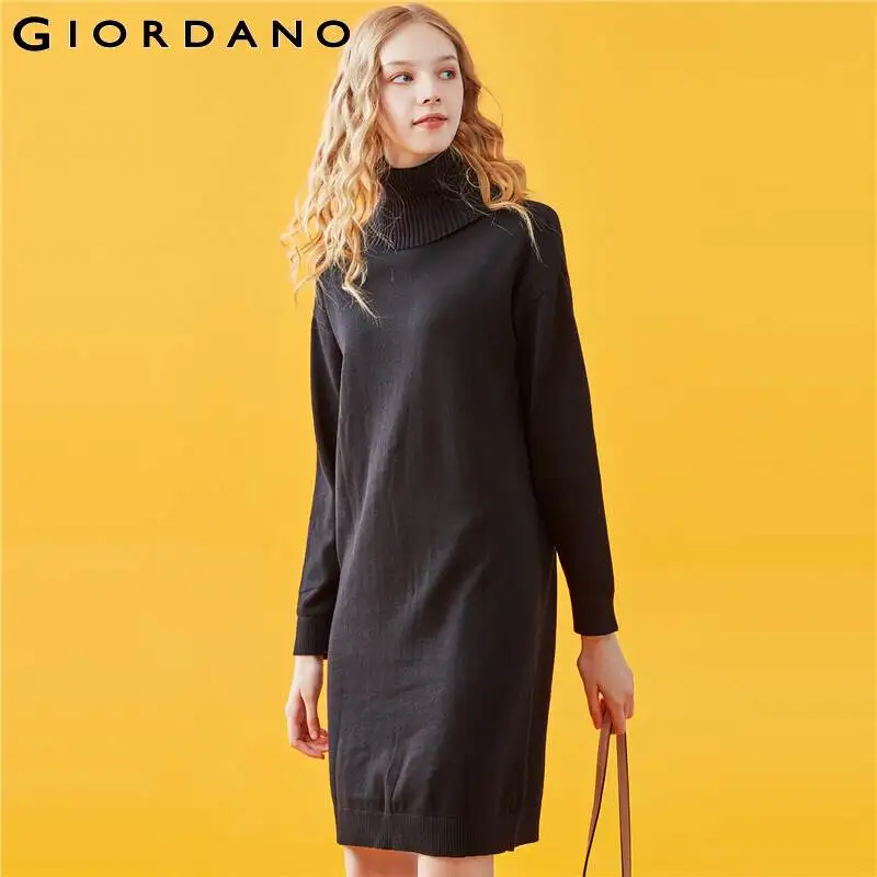 Giordano женское трикотажное платье с высоким воротом|Платья| |