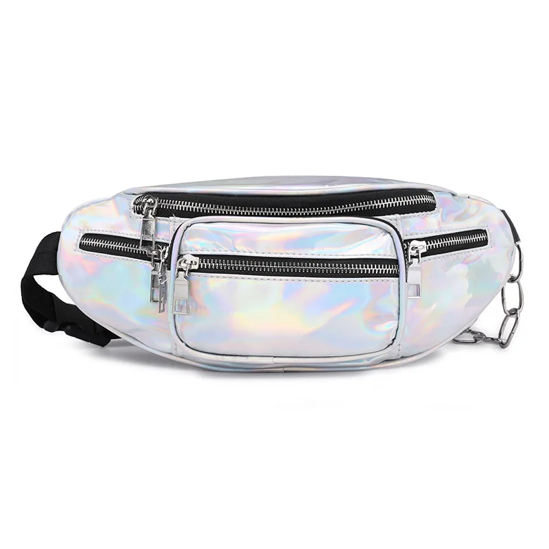 Sports Waist Pack Running Mobile Phone Bag Waterproof Pu Laser Reflective Chest Pack Shoulder Bag Laser Wallet Cross Border Supp