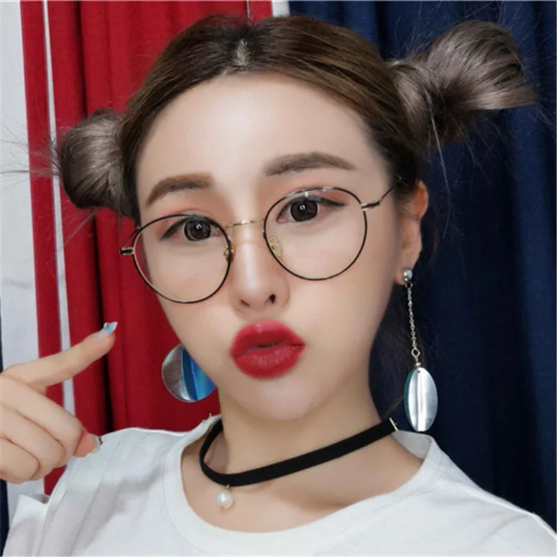 

2019 New Designer Woman Glasses Optical Frames Metal Round Glasses Frame Clear lens Eyeware Black Silver Gold Eye Glass