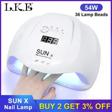 LKE Сушилка для ногтей SUN X светодиодная УФ-лампа для ногтей подходит для Светодиодный/УФ всех гелей MAX 54 Вт лак для ногтей отверждения маникюрный аппарат инструменты для дизайна ногтей