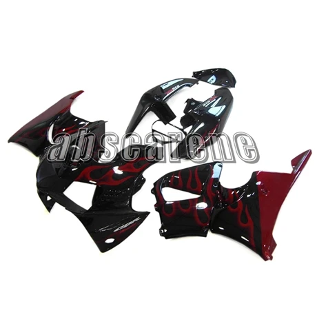 Выполните Обтекатели для Honda CBR900RR 919 1998 1999 CBR 900RR 919 98 99 ABS Пластик кузов Черное и красное пламя